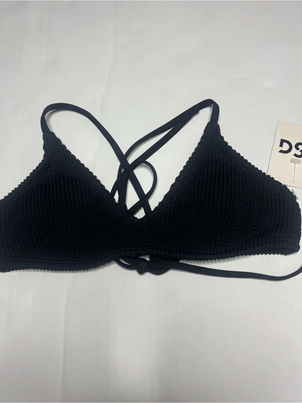 DSG Black Ribbed Tie-Back Bikini Set